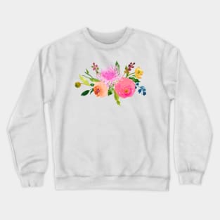 Floral Watercolor, Pink Renunculus Crewneck Sweatshirt